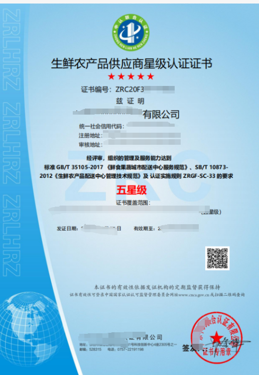 生鮮農(nóng)產(chǎn)品供應(yīng)商星級(jí)認(rèn)證-海南錢生錢財(cái)務(wù)咨詢